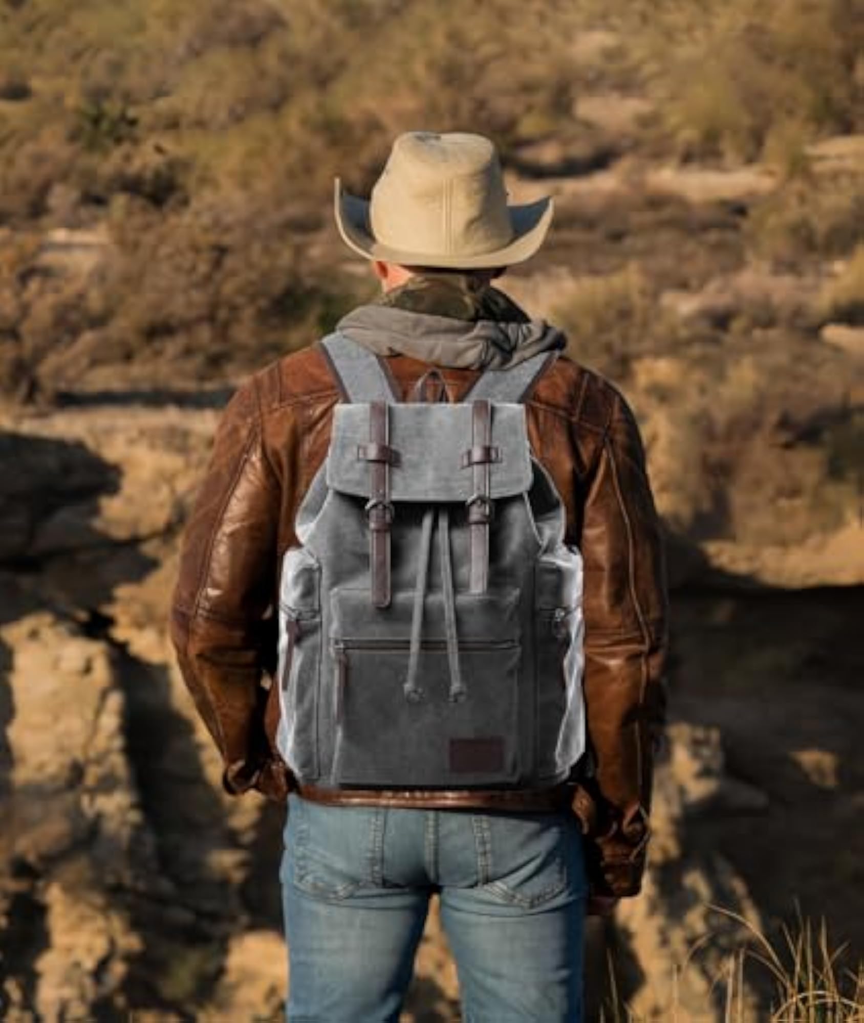 Canvas Vintage Backpack for 15.6 Inch Laptop, Casual Daypack