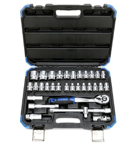 AMYSTY Hand Tool Sets 32 Pcs Socket Sets Ratchet Wrenches with Tool Storage Box for Auto Repair Household Tool Tool Kit Set for Home Garage