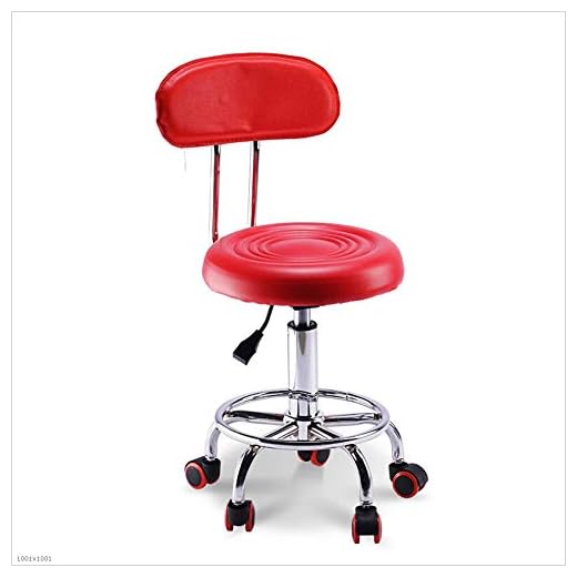 Taburetes Reposapiés para Trabajar Puede Levantar La Recepción Beauty Leisure Silla Giratoria Disco De Respaldo Girar El Cojín De Cuero De La PU CONGMING (Color : Red, Tamaño : B)