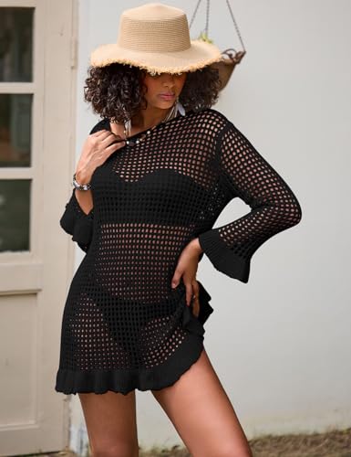Bsubseach Women Swimsuit Cover Up Sexy Crochet Tops Bathing Suit Covers Knitted Beach Dress2