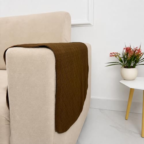 Image of Homerz Premium 'Surya Series' Sofa Cover | Stylish Sofa Protector | Net Fabric | Anti-Stain & Washable Slip Cover Exact Size Antislip (New Jerry Brown, 2 Pc Armrest, Armrest)