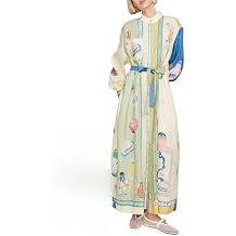 Women's Summer Printed Dress A Casual, Loose-Fitting Bohemian-Style Beach Dress with Front Buttons