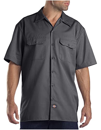 Image of Dickies Men's Short Sleeve Flex Work Shirt - Mechanic & Construction Button Down Shirt, Durable Twill