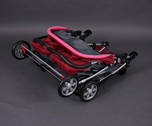 Poussette double twin rose pliable | Double assise réglable et maniable - 7