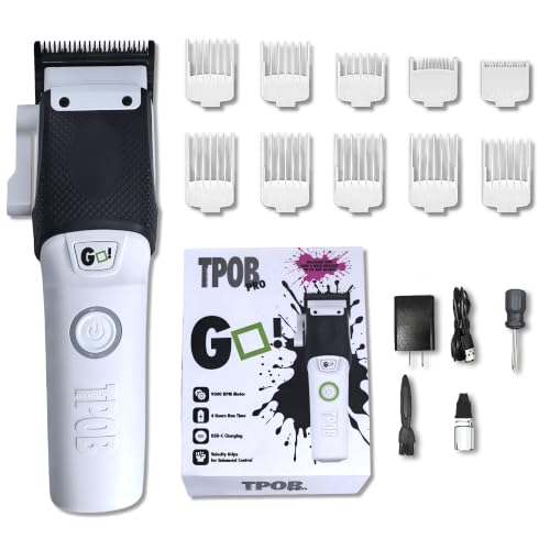 TPOB Professional Barber Hair Clippers (White)