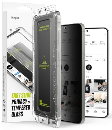 Image of Ringke Easy Slide Privacy Glass [2 Pack] Compatible with Samsung Galaxy S25 and S24 Screen Protector with Installation Tool, HD Quality 9H Hardness Anti-Spy Full Coverage Tempered Glass Film