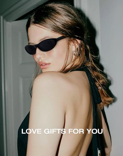 Narrow Retro Oval Sunglasses for Women Trendy Small Cateye Vintage Sun Glasses UV Protection FZN8302