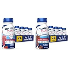 Ensure Plus Nutrition Shake with 16 Grams of Protein & Ensure Plus Nutrition Shake With Fiber, 16 Grams of Protein, Meal Replacement Liquid, Milk Chocolate, gluten free, 8 Fl Oz Pack of 24