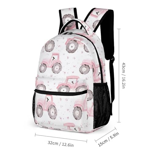 Watercolor Tractor Pattern Funny Backpack Set Lunch Bag Pencil Case Makeup Bag 3 in 1 for Men Women Travel2