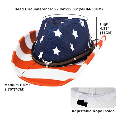 Docila American Us Flag Cowboy Hat For Men Women Western Usa Patriotic Cowgirl Hat Vintage Stars & Stripes Felt Hats 4Th Of July Gift Accessories #TOP3