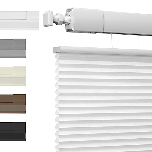 HOTSOON No Drill No Tools Cellular Shades Top Down Bottom Up Cordless Honeycomb Blinds Fabric Light Filtering Shades for Bedroom Living Room Windows Blinds, White, Custom Size