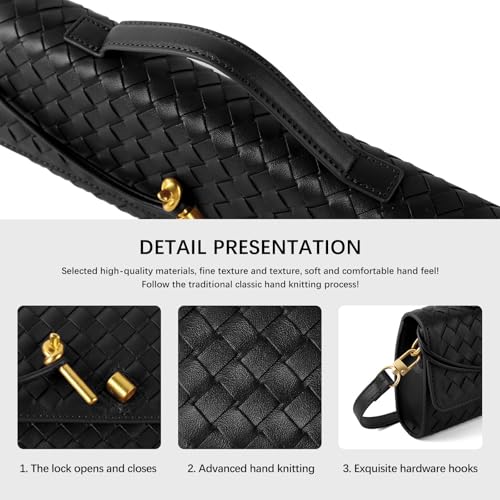 Woven Handbag for Women Evening Bag, Woven Leather Shoulder Handbag Clutch Purse Casual Tote Bags4