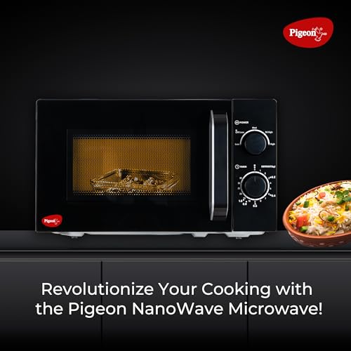 Image of Pigeon 20L Nano Wave Solo Microwave Oven | 700 Watts | 5 power levels (Re-Heat, Pop, Cook, Steam, Defrost - SKSMWO20L) | Black