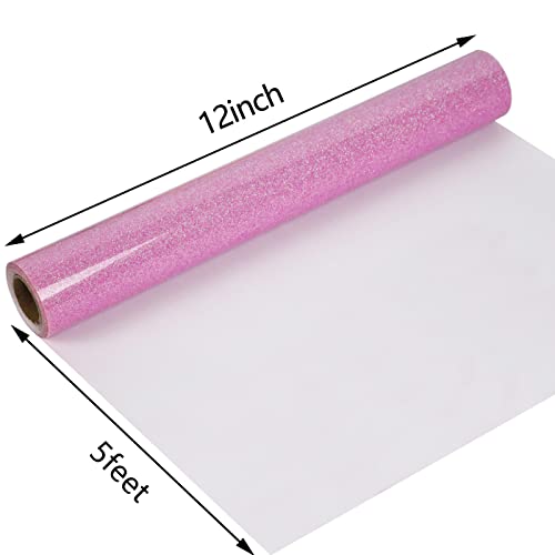 Image of guangyintong Heat Transfer Vinyl Glow Glitter HTV Rolls, Purple 12 inch x 5ft