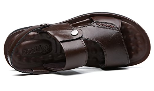 Mens Flat Sandal Summer Comfortable Leather Open-Toe Sandal Beach Walking Shoes for Outdoors Slippers2