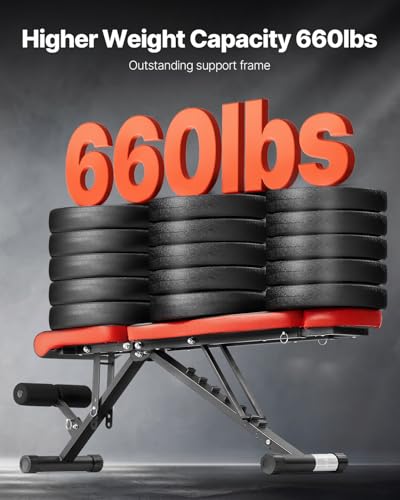 VEVOR Hantelbank verstellbare Brauchtrainer für Ganzkörpertraining (300 kg belastbar), Sit-up-Trainingsbank Fitness Bank Flachbank mit erweitertem Kopf-/Nackenschutz und schnellem Zusammenklappen – Bild 3