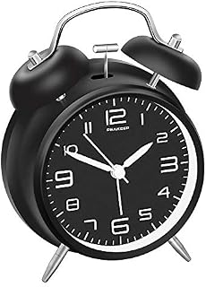 Peakeep 4 inches Twin Bell Alarm Clock with Stereoscopic Dial, Backlight, Battery Operated