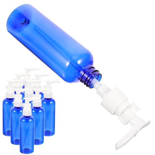 Genérico 10 Piezas Botella de Loción de 100 Ml Bomba, Dispensador de Botellas de Líquido Azul de Pet y Pp, Ligera Pipeta Larga para Camping y Uso al Aire Libre