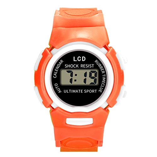 Reloj de pulsera para niños, analógico, digital, deportivo, LED, electrónico, para niñas y adolescentes, naranja, talla única