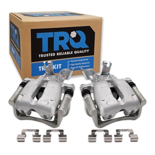Image of TRQ Rear Driver and Passenger Side Brake Caliper Set Caliper Brackets Hardware Compatible with 14-15 Chevrolet Malibu L4 2.5L 14 Chevrolet Malibu L4 2.4L 16 Limited