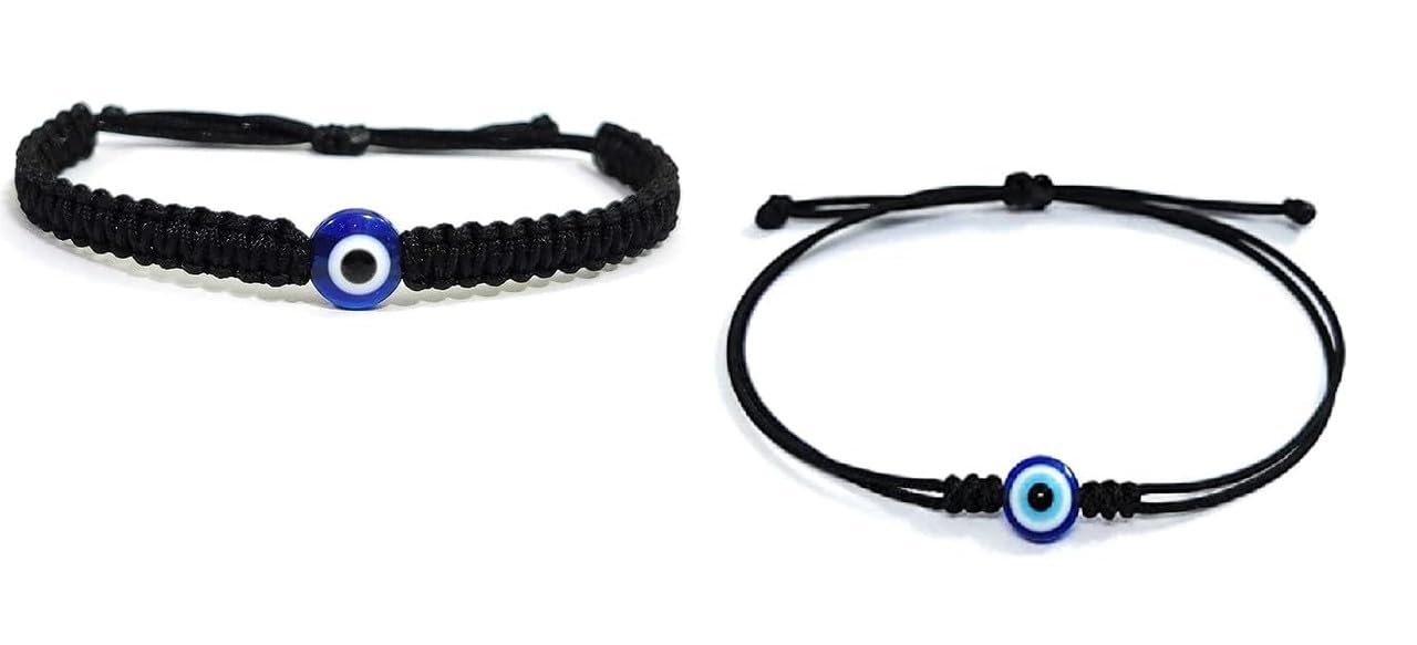 Rabdhira Evil Eye Turkey Eyes Bead Nazar Dhaga Black Thread Adjustable Bracelet Friendship Band For Men Women Nazar Bracelets Pack of 2 (B0CTHPWK7C) Amazon Price History, Amazon Price Tracker