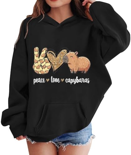 Casual bovenstuk met lange mouwen voor meisjes met capibara-opdruk en