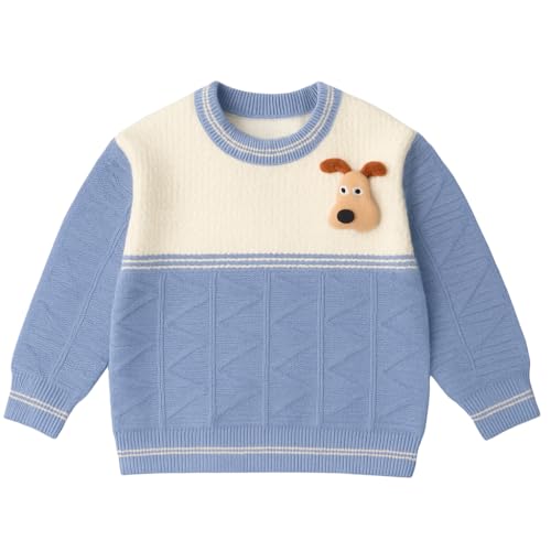 Image of Bold N Elegant Kid's Full Sleeve 3D Cute Puppy Plush Toy Brooch Cartoon Warm Woolen Winter Holiday Party Pullover Sweater Cardigan for Boys & Girls