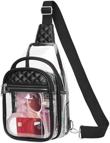 Vorspack Clear Bag for Events - Clear Crossbody Bag for Women Cross Body Bag for Concerts Festivals - Black