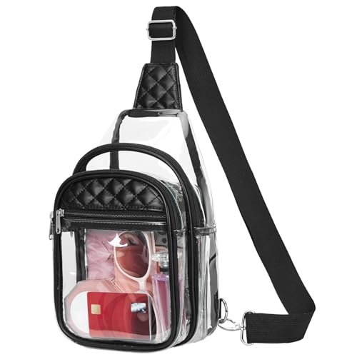 Vorspack Clear Bag for Events - Clear Crossbody Bag for Women Cross Body Bag for Concerts Festivals - Black