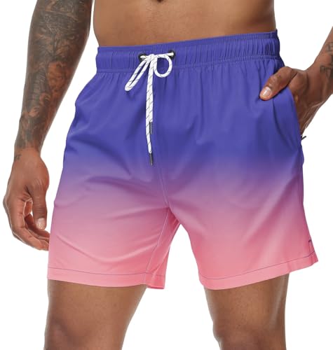 Image of Tyhengta Men's Swim Trunks Quick Dry Beach Shorts with Zipper Pockets and Mesh Lining