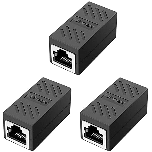 Greluma 3 Stk RJ45-Koppler, Netzwerkkoppler, Ethernet-Steckverbinder, Geschirmter Inline-Koppler für Cat7/Cat6/Cat5e/Cat5 Ethernet Kabel Extender-Steckverbinder – Buchse auf Buchse