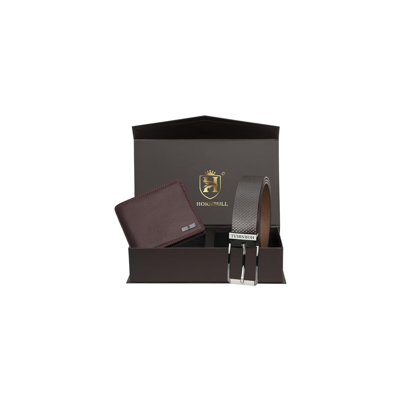 HORNBULL Men's Brown Wallet and Belt Combo | Valentine's Day Gift Set for Men | Mens Leather Wallet | Wallets Men Leather BW69187