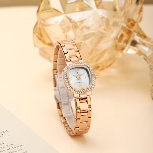 Image of London Fog Ave Maria Collection Analog Watch for Women with Square Dial, Crystal Studded Bezel Roman Numeral Markers and Stainless Steel Strap - LFW20004