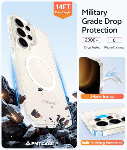Image of FNTCASE for Samsung Galaxy S23 Ultra Case: [Fit for Magsafe] Magnetic Anti Yellowing Transparent Clear Anti-Fingerprint Cell Phone Cover Military Grade Shockproof Protective Case