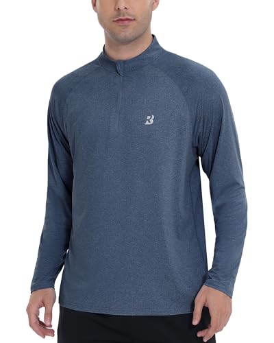 Roadbox Quarter Zip Pullover Men Sun Shirts, Running Workout Long Sleeve UV Shirt, UPF 50+ Quick Dry Athletic Rash Guard2