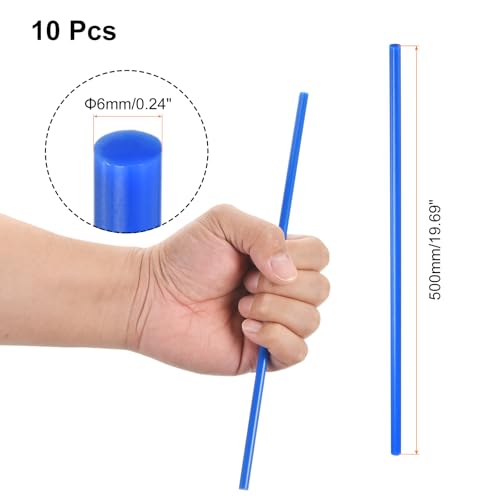 Image of uxcell 10 Pcs Blue Plastic Rods 6 x 500mm ABS Styrene Round Stick Round Solid Bar DIY Model for DIY Toys Building Making Architectural Model Making