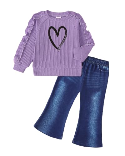 Image of SODLON Baby Toddler Girl Clothes Sweatshirt Jeans Fall Winter Outfit 12M-5T