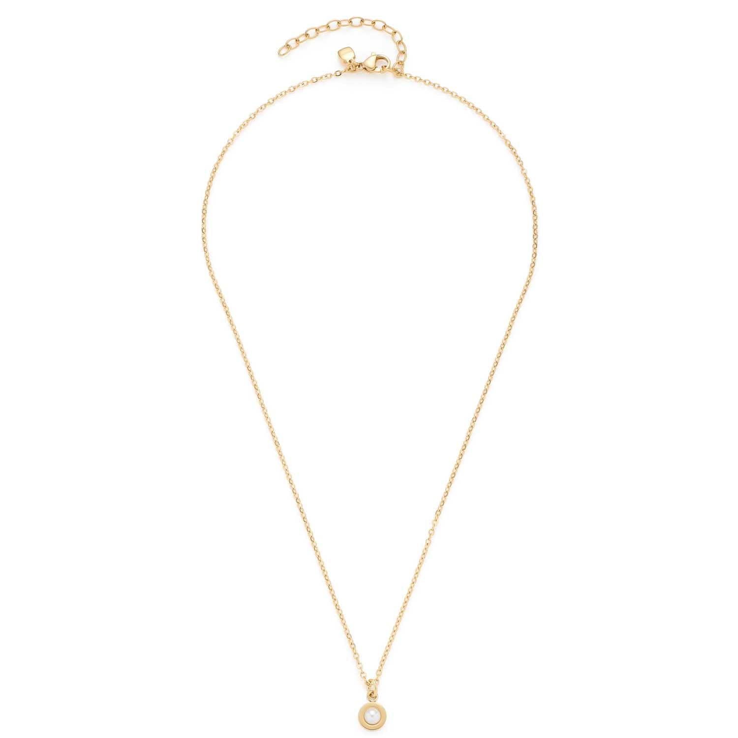 JEWELS BY LEONARDO Halskette Isa • feine Anker-Kette aus goldfarbenem Edelstahl • Anhänger mit pinkem Glas-Stein • 42-47 cm Länge • Schmuck Geschenk Damen • 022876