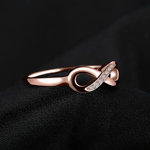 Image of JewelryPalace 14k White Yellow Rose Gold Plated 925 Sterling Silver Rings for Women, Cubic Zirconia Promise Rings for Her, Stackable Wedding Bands Rings for Women Infinity Forever Love Knot Ring