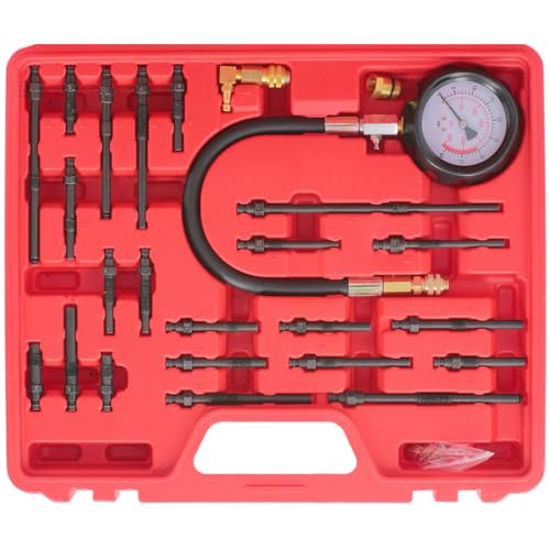 DAOHHFO Standard Kompressionsprüfer Benzin 0-40 Bar Kompression Tester für Die Prüfung Motorrad Auto Auto Außenbordmotor Kettensäge Schneemobil Auto Benzin Gas Motor (EU STOCK)