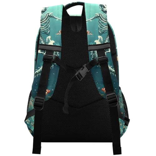 UMIRIKOKids Mermaid Skeleton Fish Undersea Backpack for Boys Girls,School Elementary Bookbags with Chest Clip 202c09522