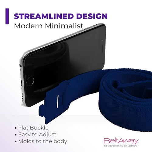 Image of Womens Belts for Jeans, Invisible Flat Buckle Belt, Adjustable Stretch Fit | Adjustable Invisible Belt with Flat Buckle, No Bulge, Comfortable All Day Fit for Jeans, Pants and Dress