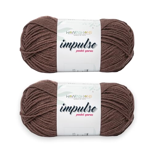 Image of WOAFashions Impulse Hand Knitting & Crochet Yarn, Premium Acrylic, 4 : Medium (Cappuccino) (2x100gms / 3.5oz / 200mtr / 218yds)