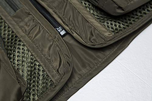 SOUGAO Colete masculino de verão com vários bolsos e sem mangas, Verde, XXG