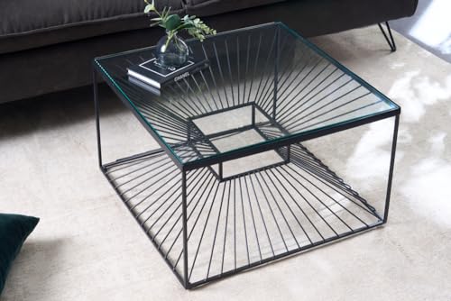 Riess Ambiente Abstrakter Couchtisch Illusion 60cm schwarz Metall Glas Handmade modernes Design Beistelltisch Sofatisch Glastisch Metalltisch Ablagetisch – Bild 3