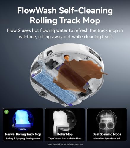 Image of NARWAL Flow 2 Robot Vacuum and Mop Combo, 31000Pa, FlowWash Mop, White
