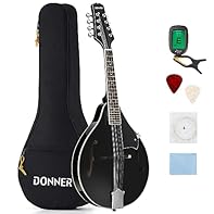 Style: Donner mandolin in 8-string traditional style, shiny black finish, suitable for all music styles. Right hand: The right design, the smooth and precise mahogany body ensure a richer and brighter sound. Tuner tailpiece truss rod: chrome-plated t...