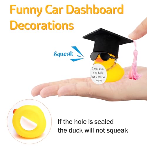 Image of wonuu Graduation Rubber Duck Car Ornament, Cool Car Dashboard Decorations, Funny Car Accessories for Graduation Gift, Purple