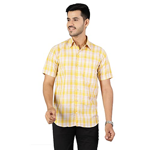 Image of Cotton Yellow Checkered Shirt