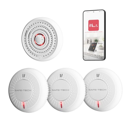 SAFE-TECH Interlinked Smoke and Heat Fire Alarm Kit | Interlinked Smoke and Heat Alarm Scotland Bundle | Approved by Electrical Wholesalers | 10-Year Lifespan Sensor Smoke Alarms | UK Tech Support
